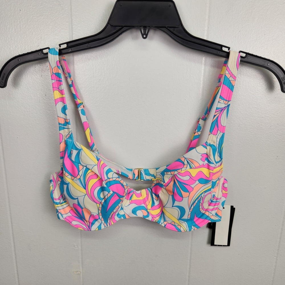 California Waves Multicolor Underwire Bikini Top Size L Adjustable Straps
